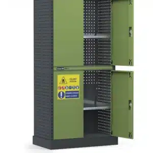 ארון לחומרי הדברה וכימיקלים Linea 391 דגם 391A02 עם אמבט איסוף 62 ליטר, 4 דלתות ומדפים מתכווננים.