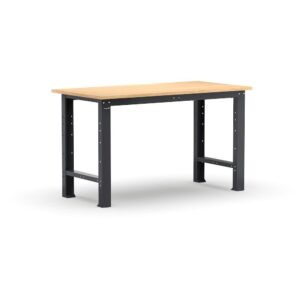 שולחן עבודה למוסך Linea 391 דגם 391B02 – מבנה פלדה חזק ומשטח עץ בוק בעובי 25 מ״מ. עומס עד 1000 ק״ג ומתאים לסדנאות ומוסכים.