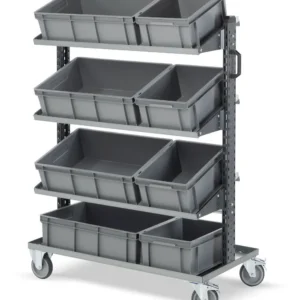 עגלה לקופסאות Euro Box דגם 391C02 מסדרת Linea 391 היא פתרון מקצועי לניהול ליקוט ואחסון במחסנים ובסביבות עבודה לוגיסטיות