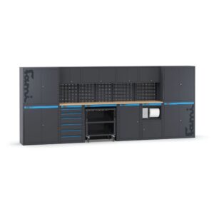 ריהוט מקצועי לסדנה Linea 391 דגם 391G13 עם ארונות, מגירות, עגלת שירות ומודול שירות.